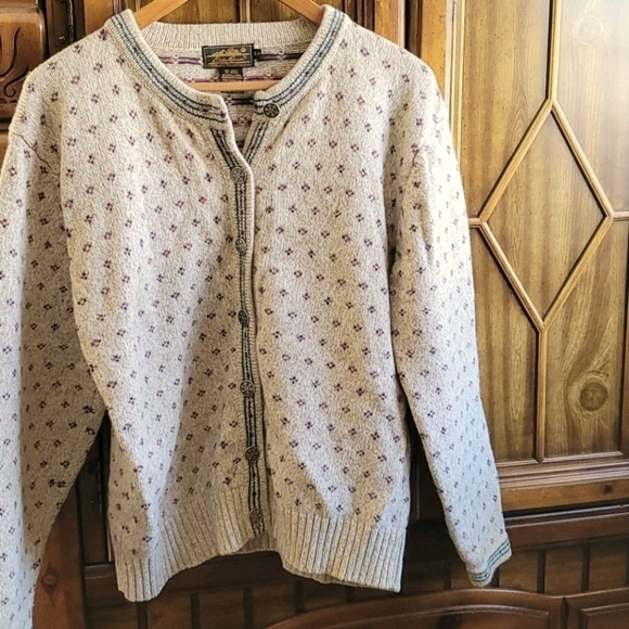 Vintage EDDIE BAUER Wool Cardigan Sweater S/P - Picture 1 of 6